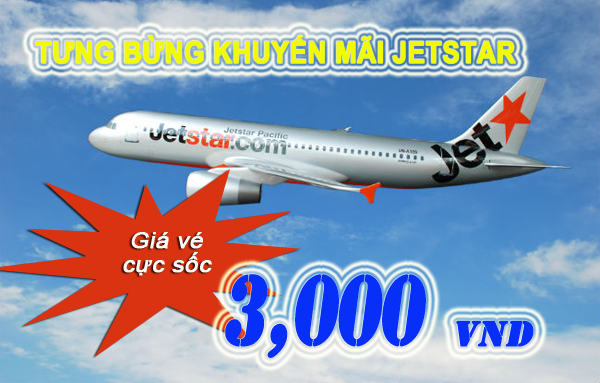 Jetstar tung 3000 vé máy bay giá chỉ 3000 đồng!