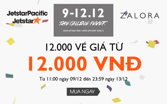 Jetstar bùng nổ sale trực tuyến với 12.000 vé 12.000 VND!