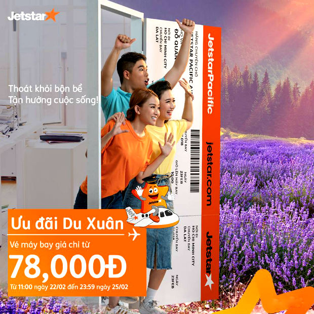 Du xuân cùng Jetstar với khuyến mãi chỉ từ 78,000 VNĐ